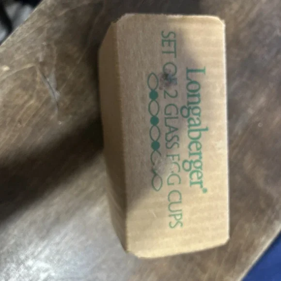 Vintage Longaberger 2 Aqua Blue Basket Weave Glass Egg Cups 2002 Made in USA Box - Picture 5 of 5